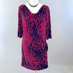 London Times Red and Black Midi Dress